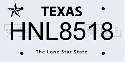 HNL8518 Texas License Plate