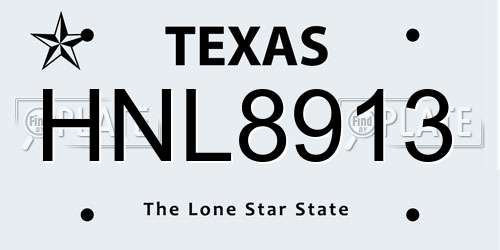 HNL8913 Texas License Plate