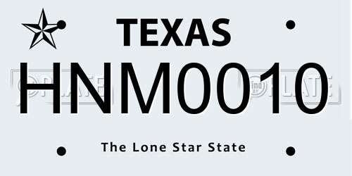 HNM0010 Texas License Plate