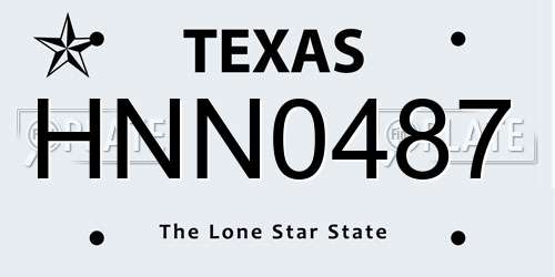HNN0487 Texas License Plate