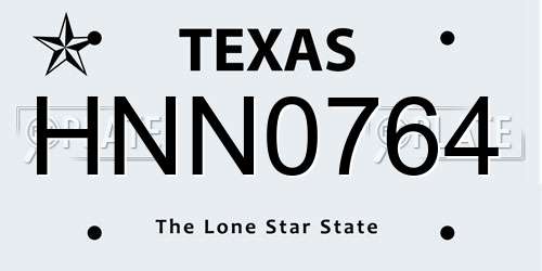 HNN0764 Texas License Plate