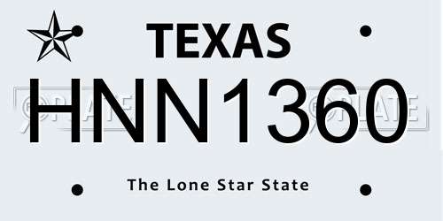 HNN1360 Texas License Plate