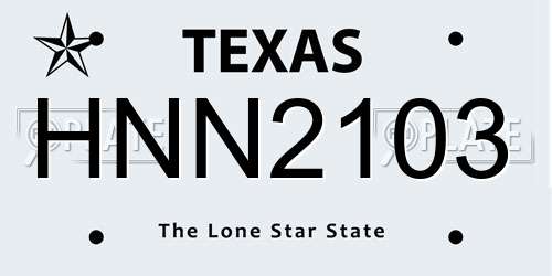 HNN2103 Texas License Plate