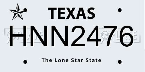 HNN2476 Texas License Plate