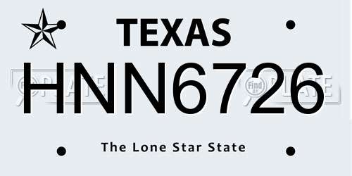 HNN6726 Texas License Plate