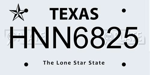 HNN6825 Texas License Plate