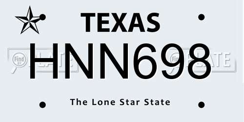HNN698 Texas License Plate