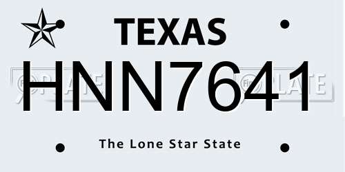 HNN7641 Texas License Plate