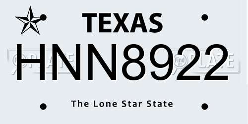 HNN8922 Texas License Plate