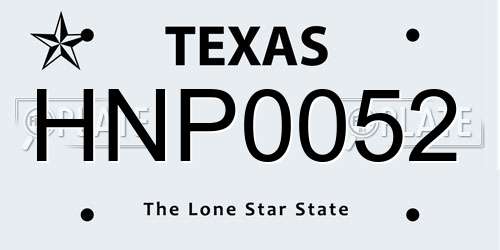 HNP0052 Texas License Plate