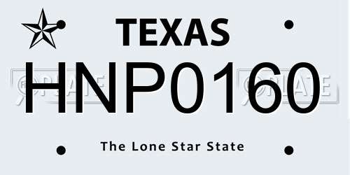 HNP0160 Texas License Plate