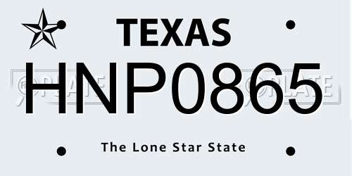 HNP0865 Texas License Plate