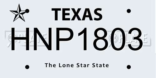 HNP1803 Texas License Plate