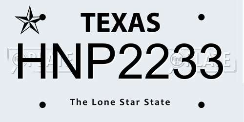 HNP2233 Texas License Plate