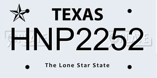 HNP2252 Texas License Plate