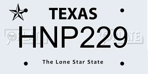 HNP229 Texas License Plate