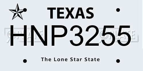 HNP3255 Texas License Plate