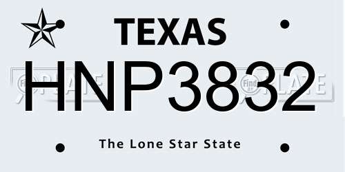HNP3832 Texas License Plate