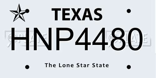 HNP4480 Texas License Plate