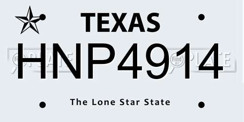 HNP4914 Texas License Plate