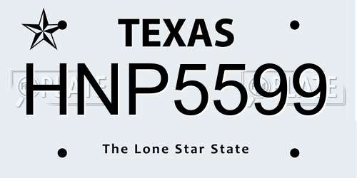 HNP5599 Texas License Plate