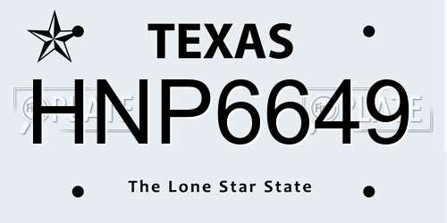 HNP6649 Texas License Plate