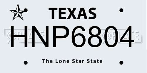 HNP6804 Texas License Plate