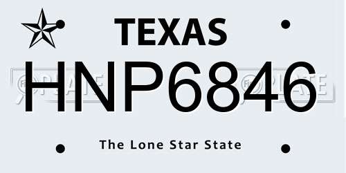 HNP6846 Texas License Plate