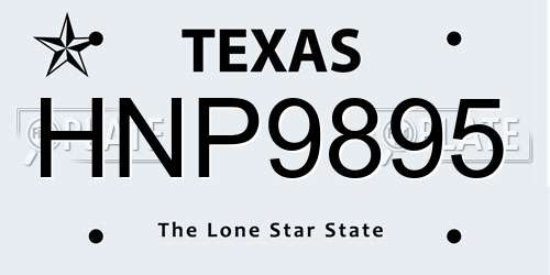 HNP9895 Texas License Plate