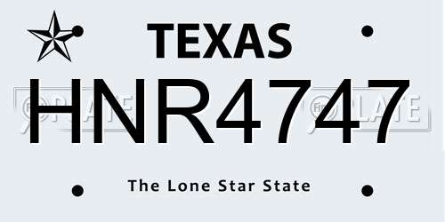 HNR4747 Texas License Plate