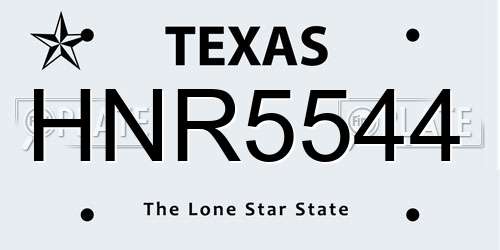 HNR5544 Texas License Plate