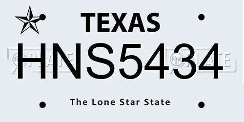 HNS5434 Texas License Plate