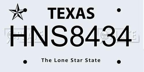 HNS8434 Texas License Plate
