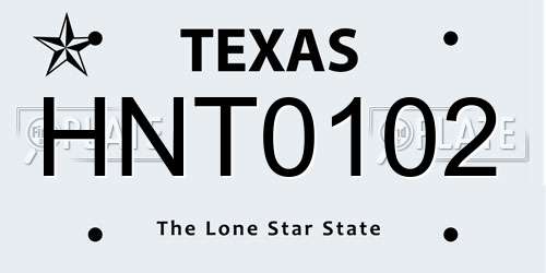 HNT0102 Texas License Plate