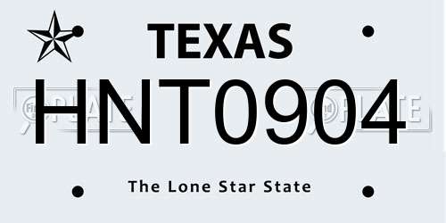HNT0904 Texas License Plate