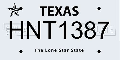 HNT1387 Texas License Plate