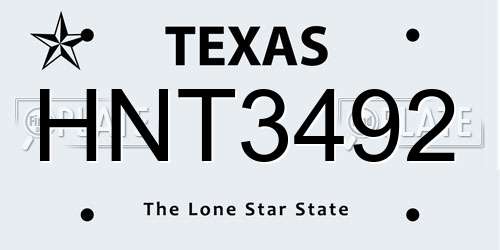 HNT3492 Texas License Plate