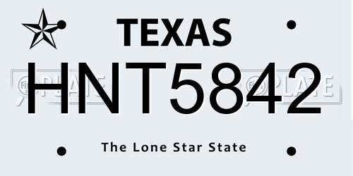 HNT5842 Texas License Plate