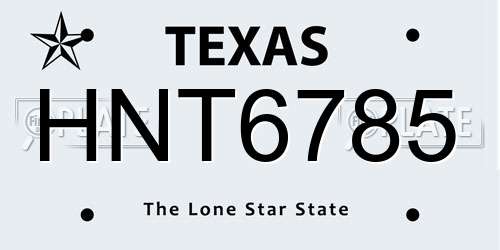 HNT6785 Texas License Plate