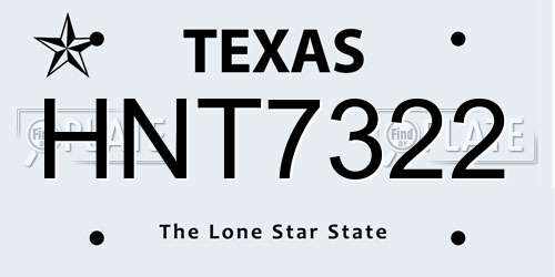 HNT7322 Texas License Plate