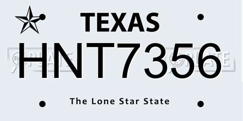 HNT7356 Texas License Plate