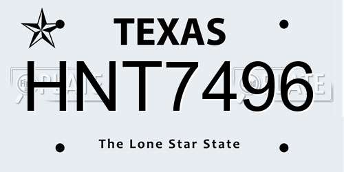 HNT7496 Texas License Plate