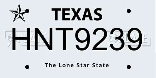 HNT9239 Texas License Plate