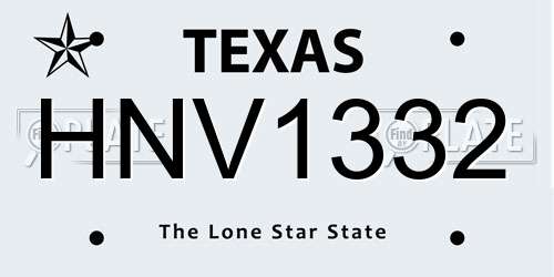 HNV1332 Texas License Plate
