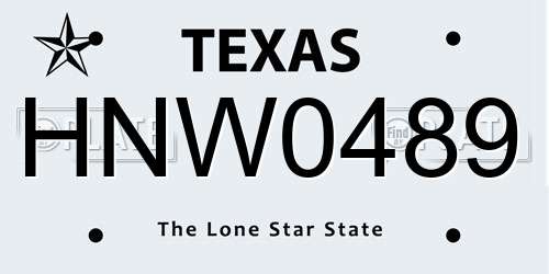 HNW0489 Texas License Plate