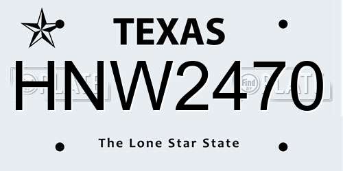 HNW2470 Texas License Plate