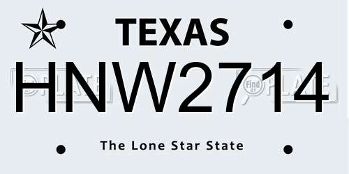 HNW2714 Texas License Plate