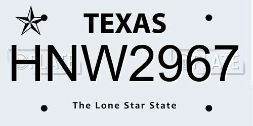 HNW2967 Texas License Plate