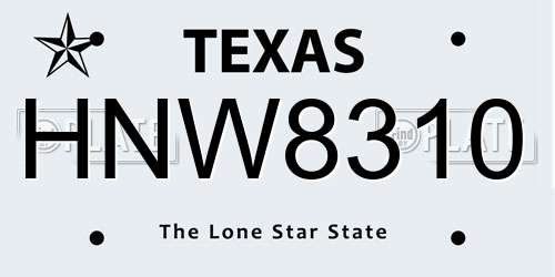 HNW8310 Texas License Plate