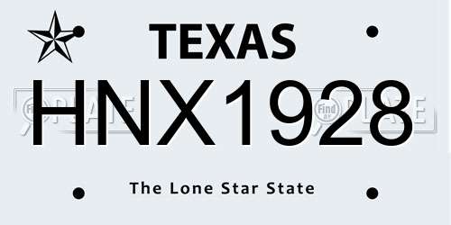 HNX1928 Texas License Plate